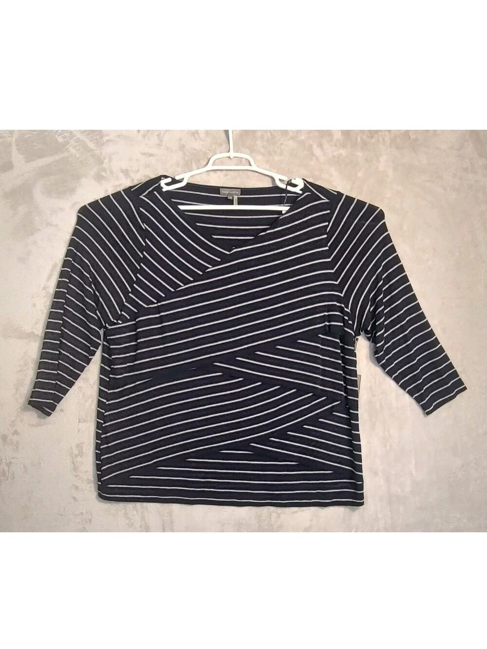 Women's Vince Camuto Faux Wrap Around Top Navy/White Stripes Sz 3X NWT Retail 89